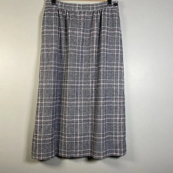 VINTAGE Pendleton Size 6 Wool Plaid Tartan Midi Skirt USA Blue Tan A-line - Picture 1 of 10